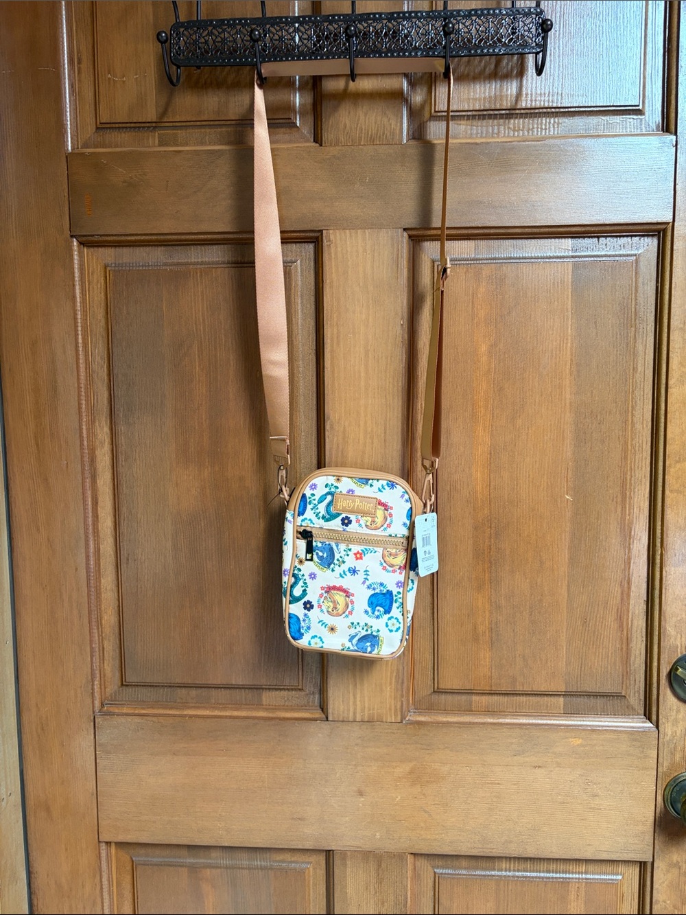 NWT Harry Potter Bioworld Cream Floral Crossbody Bag Hogwarts Houses